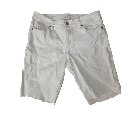 Ann Taylor Loft Jorts White Preppy Casual Denim Minimalist Modern Size 28 / 6 - Picture 1 of 7